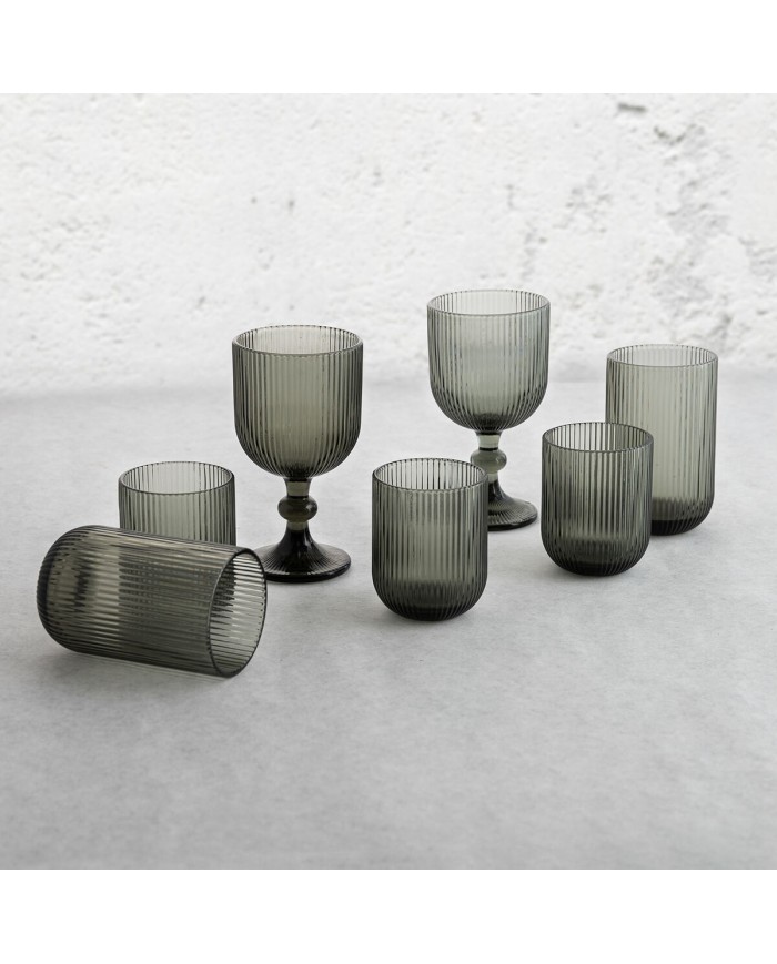 Calice per vino Bidasoa Fosil Grigio Vetro 370 ml (6 Unità)