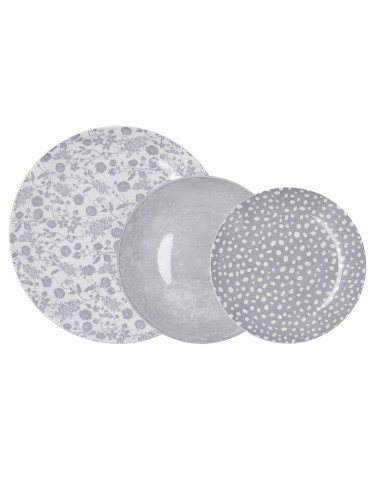 Set di Stoviglie Bidasoa Aquilea Grigio Ceramica 18 Pezzi