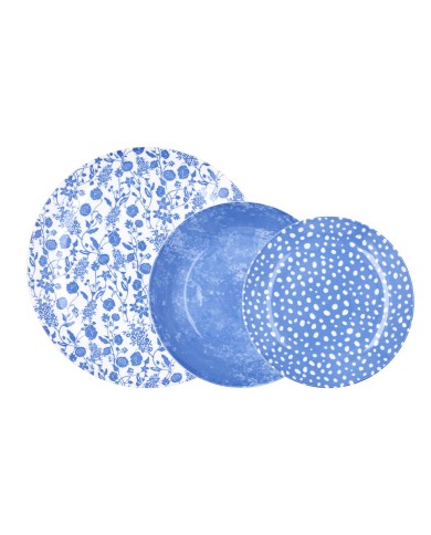 Set di Stoviglie Bidasoa Aquilea Azzurro Ceramica 18 Pezzi Set di Stoviglie Bidasoa Aquilea Azzurro Ceramica 18 Pezzi