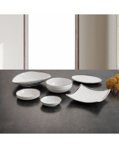 Piatto da pranzo Quid Select Filo Bianco Nero Plastica 21,3 x 15 cm (12 Unità)