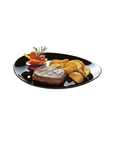 Piatto da pranzo Luminarc Friends Time Nero Vetro 30 x 26 cm Carne (12 Unità)