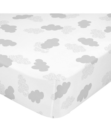 Lenzuolo con angoli HappyFriday BASIC KIDS Bianco Grigio 70 x 140 x 14 cm Nuvole Lenzuolo con angoli HappyFriday BASIC KIDS Bianco Grigio 70 x 140 x 14 cm Nuvole