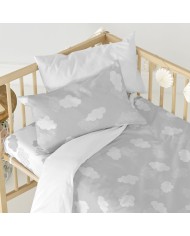 Lenzuolo con angoli HappyFriday BASIC KIDS Bianco Grigio 70 x 140 x 14 cm Nuvole Lenzuolo con angoli HappyFriday BASIC KIDS Bianco Grigio 70 x 140 x 14 cm Nuvole