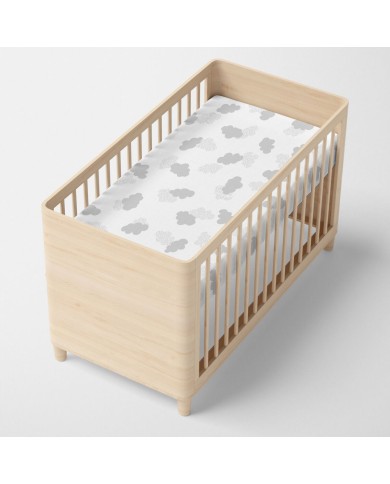 Lenzuolo con angoli HappyFriday BASIC KIDS Bianco Grigio 70 x 140 x 14 cm Nuvole Lenzuolo con angoli HappyFriday BASIC KIDS Bianco Grigio 70 x 140 x 14 cm Nuvole
