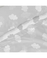 Set di Lenzuola HappyFriday Basic Kids Clouds Grigio Singolo 180 x 270 cm 2 Pezzi