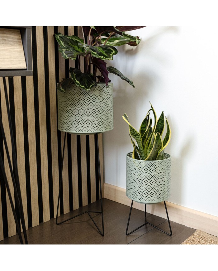 Vaso con supporto Vinthera Moa Verde Metallo 22 x 22 x 58 cm (4 Unità)