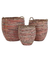 Set di Cestini DKD Home Decor Pesca Naturale Boho 52 x 52 x 58 cm Set di Cestini DKD Home Decor Pesca Naturale Boho 52 x 52 x 58 cm