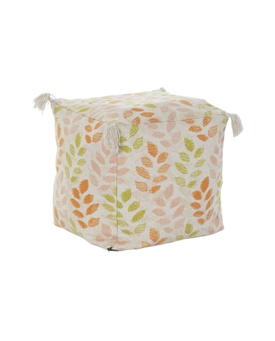 Cuscino da pavimento DKD Home Decor Beige Foglia della pianta Shabby Chic 40 x 40 x 40 cm Cuscino da pavimento DKD Home Decor Beige Foglia della pianta Shabby Chic 40 x 40 x 40 cm