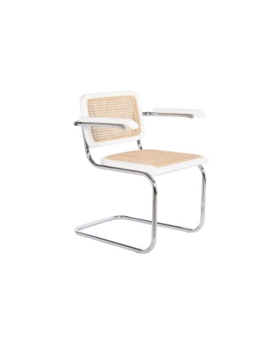 Sedia con Braccioli DKD Home Decor Bianco Argentato Naturale Rattan Legno di olmo 65,5 x 62 x 79 cm Sedia con Braccioli DKD Home Decor Bianco Argentato Naturale Rattan Legno di olmo 65,5 x 62 x 79 cm