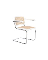 Sedia con Braccioli DKD Home Decor Bianco Argentato Naturale Rattan Legno di olmo 65,5 x 62 x 79 cm