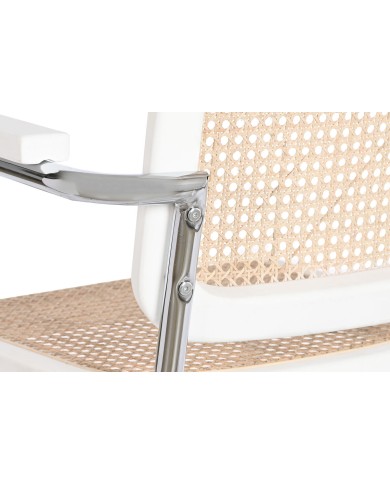 Sedia con Braccioli DKD Home Decor Bianco Argentato Naturale Rattan Legno di olmo 65,5 x 62 x 79 cm Sedia con Braccioli DKD Home Decor Bianco Argentato Naturale Rattan Legno di olmo 65,5 x 62 x 79 cm