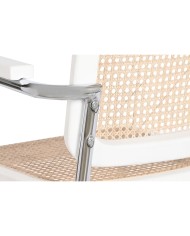 Sedia con Braccioli DKD Home Decor Bianco Argentato Naturale Rattan Legno di olmo 65,5 x 62 x 79 cm