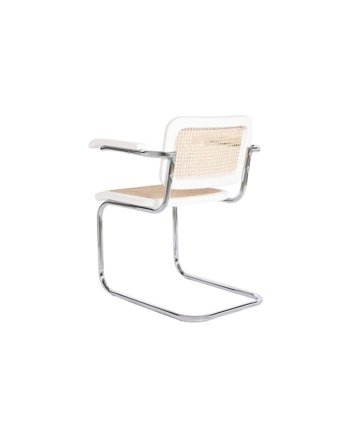 Sedia con Braccioli DKD Home Decor Bianco Argentato Naturale Rattan Legno di olmo 65,5 x 62 x 79 cm