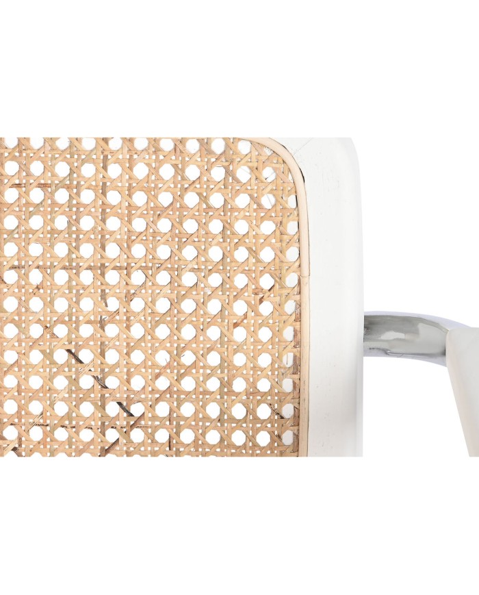 Sedia con Braccioli DKD Home Decor Bianco Argentato Naturale Rattan Legno di olmo 65,5 x 62 x 79 cm