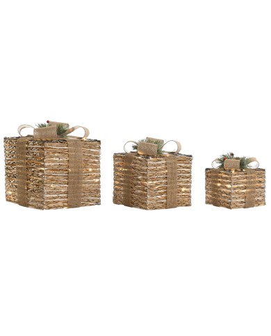 Decorazione Natalizia DKD Home Decor Naturale 25 x 25 x 25 cm (3 Pezzi) Decorazione Natalizia DKD Home Decor Naturale 25 x 25 x 25 cm (3 Pezzi)