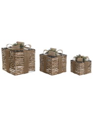 Decorazione Natalizia DKD Home Decor Naturale 25 x 25 x 25 cm (3 Pezzi) Decorazione Natalizia DKD Home Decor Naturale 25 x 25 x 25 cm (3 Pezzi)