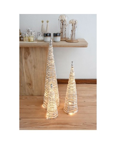 Decorazione Natalizia DKD Home Decor Bianco Dorato Naturale 20 x 20 x 80 cm (3 Pezzi)