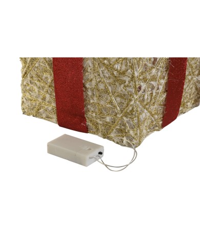 Decorazione Natalizia DKD Home Decor Bianco Rosso Dorato 25 x 25 x 25 cm (3 Pezzi)