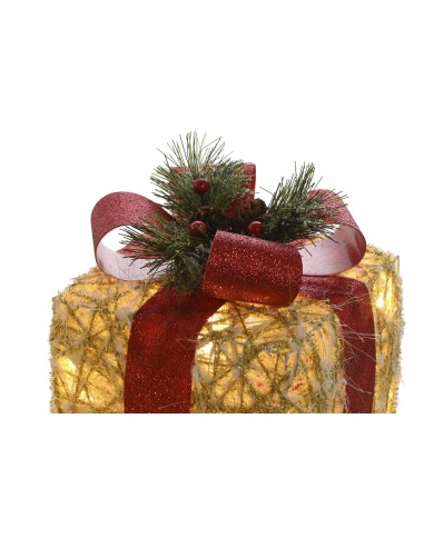 Decorazione Natalizia DKD Home Decor Bianco Rosso Dorato 25 x 25 x 25 cm (3 Pezzi)