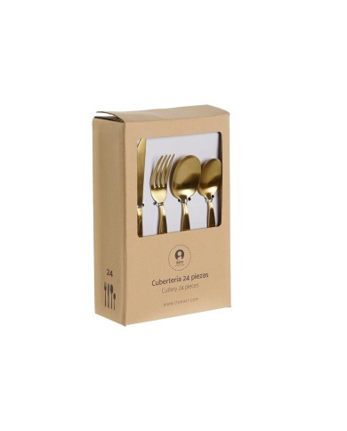 Posate DKD Home Decor Dorato Acciaio inossidabile 2 x 0,5 x 22 cm 24 Pezzi Posate DKD Home Decor Dorato Acciaio inossidabile 2 x 0,5 x 22 cm 24 Pezzi