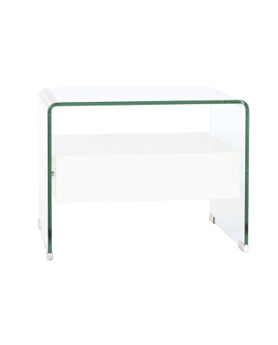 Comodino DKD Home Decor Bianco Trasparente Cristallo Legno MDF 50 x 40 x 45,5 cm Comodino DKD Home Decor Bianco Trasparente Cristallo Legno MDF 50 x 40 x 45,5 cm