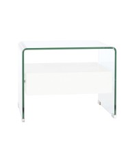 Comodino DKD Home Decor Bianco Trasparente Cristallo Legno MDF 50 x 40 x 45,5 cm Comodino DKD Home Decor Bianco Trasparente Cristallo Legno MDF 50 x 40 x 45,5 cm