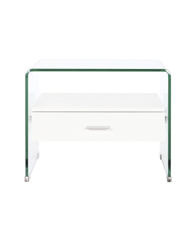 Comodino DKD Home Decor Bianco Trasparente Cristallo Legno MDF 50 x 40 x 45,5 cm