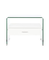 Comodino DKD Home Decor Bianco Trasparente Cristallo Legno MDF 50 x 40 x 45,5 cm Comodino DKD Home Decor Bianco Trasparente Cristallo Legno MDF 50 x 40 x 45,5 cm