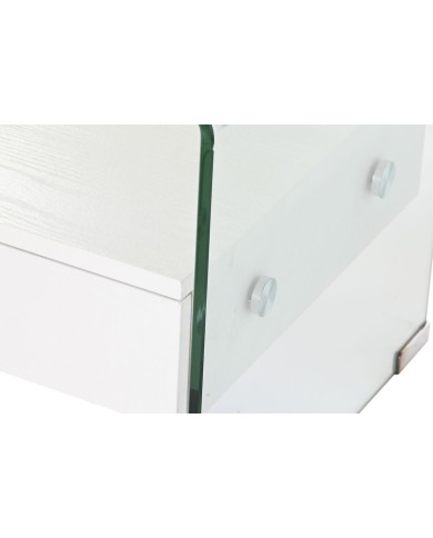 Comodino DKD Home Decor Bianco Trasparente Cristallo Legno MDF 50 x 40 x 45,5 cm