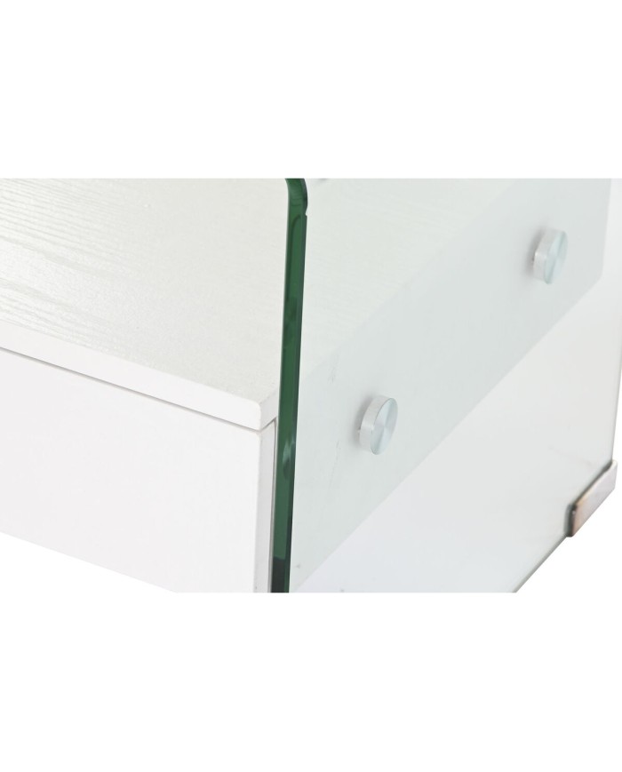 Comodino DKD Home Decor Bianco Trasparente Cristallo Legno MDF 50 x 40 x 45,5 cm Comodino DKD Home Decor Bianco Trasparente Cristallo Legno MDF 50 x 40 x 45,5 cm