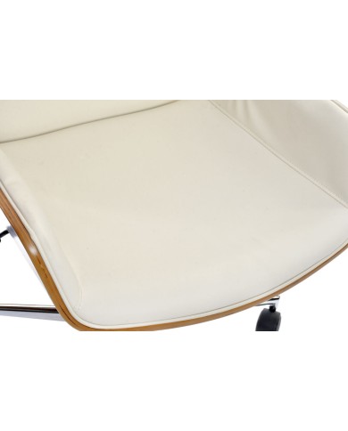 Sedia da Ufficio DKD Home Decor Marrone Crema Argentato 60 x 65,5 x 118 cm