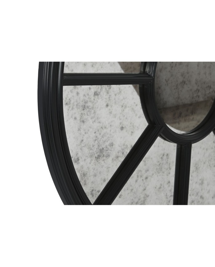 Specchio da parete Home ESPRIT Nero Finitura invecchiata 100 x 5 x 100 cm