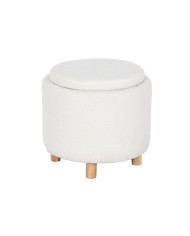 Panca Home ESPRIT Bianco Poliestere Legno d'albero della gomma Legno MDF 48 x 48 x 43 cm