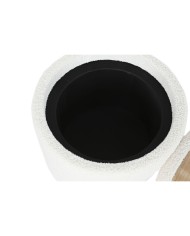 Panca Home ESPRIT Bianco Poliestere Legno d'albero della gomma Legno MDF 48 x 48 x 43 cm