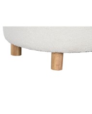 Panca Home ESPRIT Bianco Poliestere Legno d'albero della gomma Legno MDF 48 x 48 x 43 cm