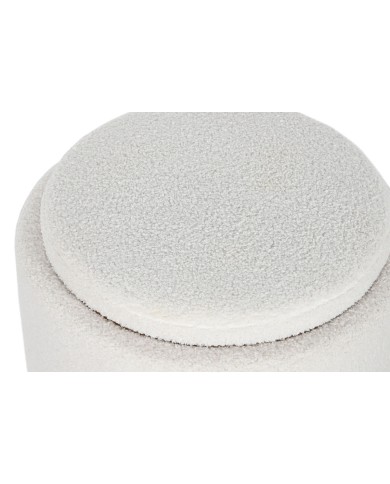 Panca Home ESPRIT Bianco Poliestere Legno d'albero della gomma Legno MDF 48 x 48 x 43 cm