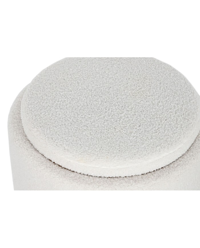 Panca Home ESPRIT Bianco Poliestere Legno d'albero della gomma Legno MDF 48 x 48 x 43 cm