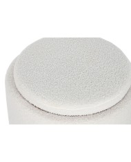 Panca Home ESPRIT Bianco Poliestere Legno d'albero della gomma Legno MDF 48 x 48 x 43 cm