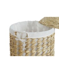 Cesto per i Panni Sporchi Home ESPRIT Bianco Naturale 3 Pezzi 46 x 46 x 69 cm