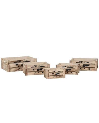 Set di Scatole Decorative Home ESPRIT Marrone Nero Legno di paulownia Mappamondo 39 x 28 x 14,5 cm (5 Pezzi) Set di Scatole Decorative Home ESPRIT Marrone Nero Legno di paulownia Mappamondo 39 x 28 x 14,5 cm (5 Pezzi)