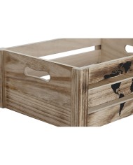 Set di Scatole Decorative Home ESPRIT Marrone Nero Legno di paulownia Mappamondo 39 x 28 x 14,5 cm (5 Pezzi)