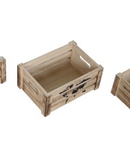 Set di Scatole Decorative Home ESPRIT Marrone Nero Legno di paulownia Mappamondo 39 x 28 x 14,5 cm (5 Pezzi)