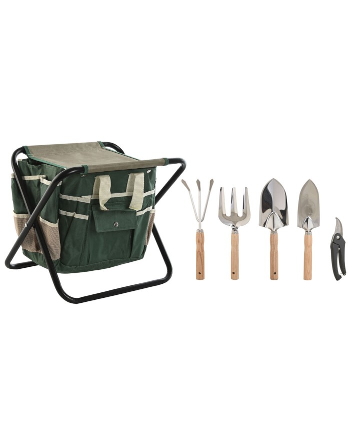 Kit di attrezzi per il giardinaggio Home ESPRIT Nero Verde Argentato Naturale Poliestere Alluminio 7 Pezzi Kit di attrezzi per il giardinaggio Home ESPRIT Nero Verde Argentato Naturale Poliestere Alluminio 7 Pezzi