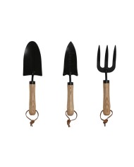 Kit di attrezzi per il giardinaggio Home ESPRIT 3 Pezzi Marrone Nero Acciaio Kit di attrezzi per il giardinaggio Home ESPRIT 3 Pezzi Marrone Nero Acciaio