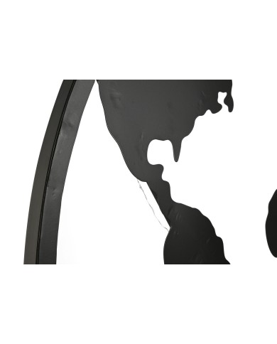 Decorazione da Parete Home ESPRIT Bianco Nero Mappamondo Loft 100 x 1 x 100 cm (2 Unità)