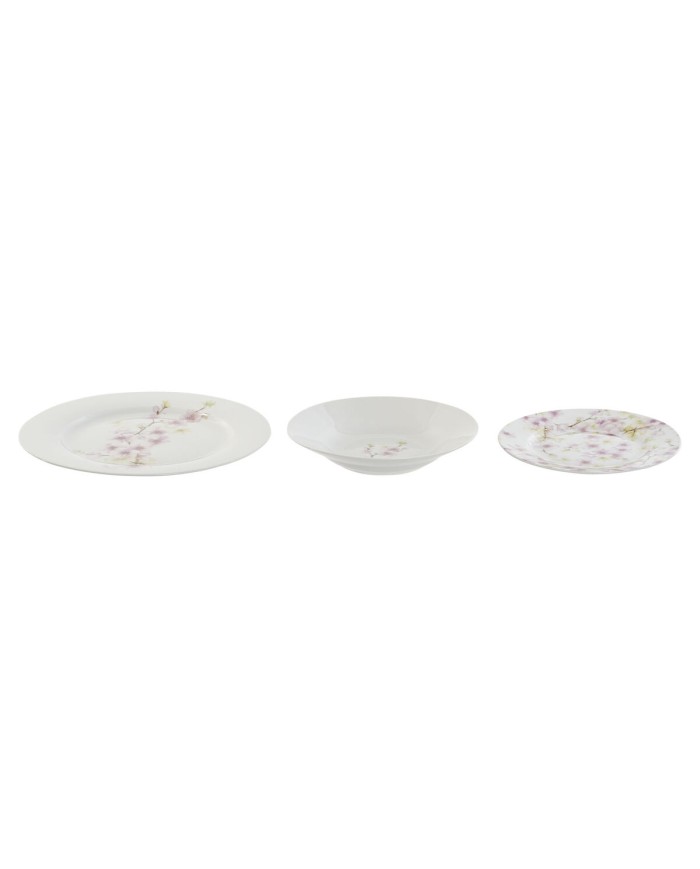 Set di Stoviglie Home ESPRIT Bianco Verde Rosa Porcellana 18 Pezzi 27 x 27 x 2 cm Set di Stoviglie Home ESPRIT Bianco Verde Rosa Porcellana 18 Pezzi 27 x 27 x 2 cm