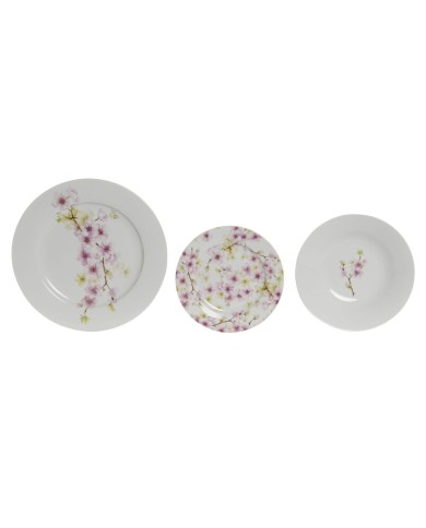 Set di Stoviglie Home ESPRIT Bianco Verde Rosa Porcellana 18 Pezzi 27 x 27 x 2 cm Set di Stoviglie Home ESPRIT Bianco Verde Rosa Porcellana 18 Pezzi 27 x 27 x 2 cm