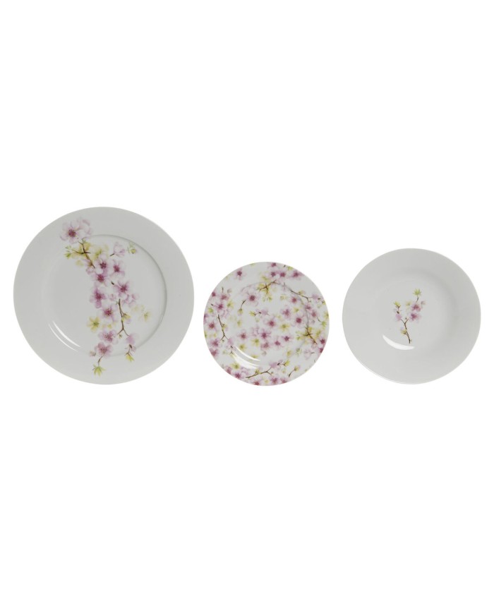 Set di Stoviglie Home ESPRIT Bianco Verde Rosa Porcellana 18 Pezzi 27 x 27 x 2 cm Set di Stoviglie Home ESPRIT Bianco Verde Rosa Porcellana 18 Pezzi 27 x 27 x 2 cm