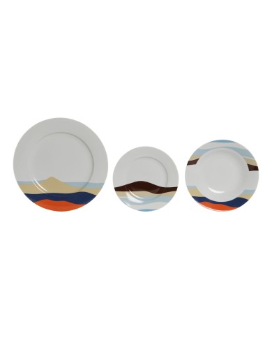 Set di Stoviglie Home ESPRIT Azzurro Verde Porcellana Tropicale 18 Pezzi 27 x 27 x 2 cm Set di Stoviglie Home ESPRIT Azzurro Verde Porcellana Tropicale 18 Pezzi 27 x 27 x 2 cm