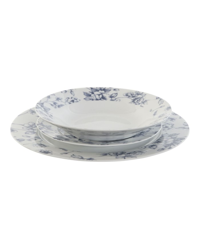 Set di Stoviglie Home ESPRIT Azzurro Porcellana Floreale 18 Pezzi 27 x 27 x 2 cm Set di Stoviglie Home ESPRIT Azzurro Porcellana Floreale 18 Pezzi 27 x 27 x 2 cm